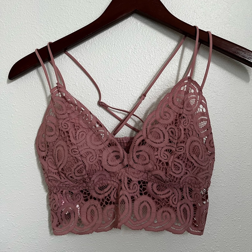 Dusty rose lace bralette top